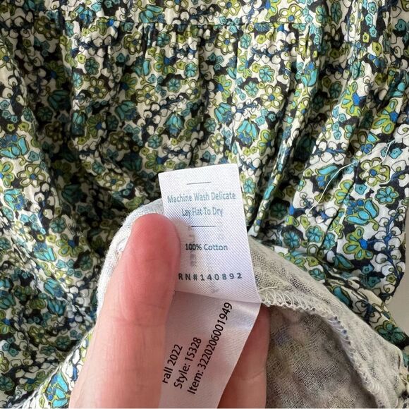 Marine Layer Jamie Short Sleeve Mini Dress Floral Blue Green Ditsy - Picture 8 of 9